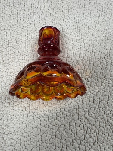 Vintage Antique L E Smith Moon & Stars Amberina 4 ½” Single Light Candlestick - Picture 4 of 5