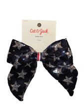 Cat  Jack Girls Americana Sequin Star Hair Bow Barrette Blue
