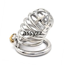 Stainless Steel Male Chastity Device Metal Cage Long Men Lock Belt Restraint 328