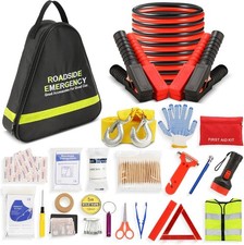 Sailnovo 76 in 1 Car Emergency Breakdown Kit with Jumper Cables, Tow Rope & Tria