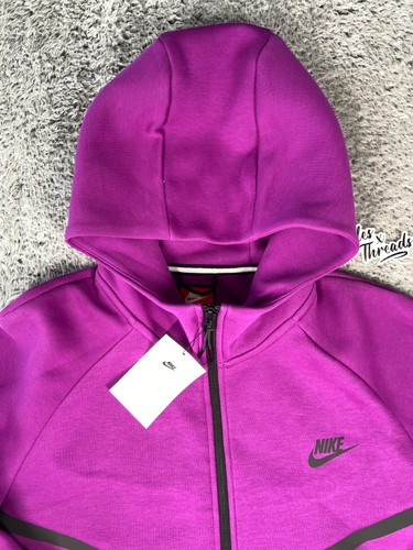 Nike Tech Fleece Windrunner Zip Hoodie Size Large Men Bold Berry HV0949-505 - Picture 4 of 6