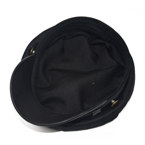 Black Chauffeur Hat Flat Beret Hat Vintage Newsboy Cap Festival Costume Hat - Picture 6 of 9