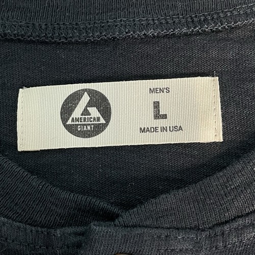 Camicia American Giant uomo grande nera Henley manica lunga cotone made in USA - Foto 5 di 13