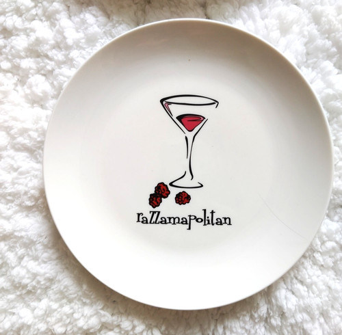 Designpac Inc White Ceramic Cocktail Themed Snack Plates 8.5”D (set of 4) - Picture 6 of 7