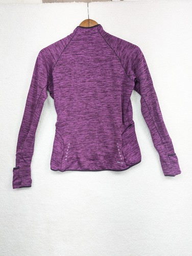 Nike Pullover Women's Purple Dri Fit 1/2 Zip Shirt Training Thumbhole S - Picture 2 of 8