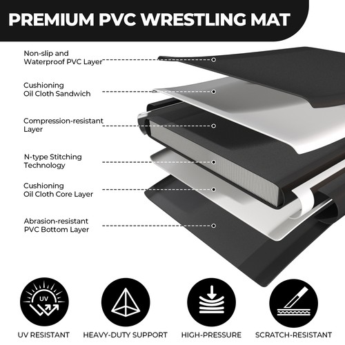 Alfombra inflable de lucha libre para el hogar, alfombrillas de jiu jitsu de 10x10 pies para arte marcial, boxeo - Imagen 5 de 9