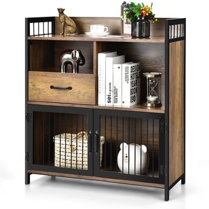 Costway Buffet Server Sideboard Kitchen Storage Cabinet w/ Drawer & Steel Doors