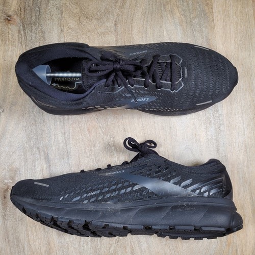 Size 15 - Brooks Ghost 13 4E Wide All Black Running Shoes Athletic Lock Laces - Picture 3 of 12
