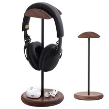 Walnut Wood  Aluminum Headset Stand, Desktop Headphone Stand, Headset Holder...
