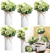 Domensi 6 Sets Wedding Centerpiece for Table Decoration Artificial Sage Green 