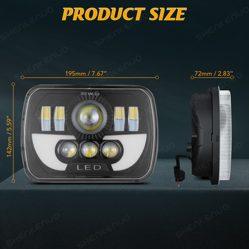 For Pontiac T1000 1982-1987 5x7 7X6" H6014/H6052/H6054 Led Headlight Square - Bild 4 von 17