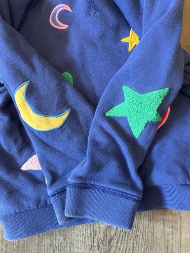 Mini Boden Star And Moon Patch Blue Hoodie Size 4-5y - Picture 3 of 5