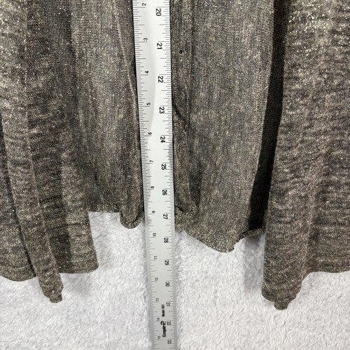 Eileen Fisher Metallic Linen Blend Open Front Cardigan Sweater Sz S Gold Bronze - Picture 6 of 7