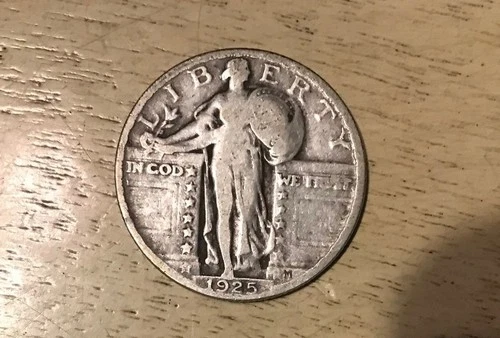 1925-P Standing Liberty Silver Quarter VG-F 25c Set Break Actual Coin Shown
