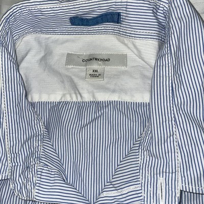 COUNTRY ROAD XXL LONG SLEEVE MENS SHIRT AWESOME CONDITION BLUE&WHITE STRIPE