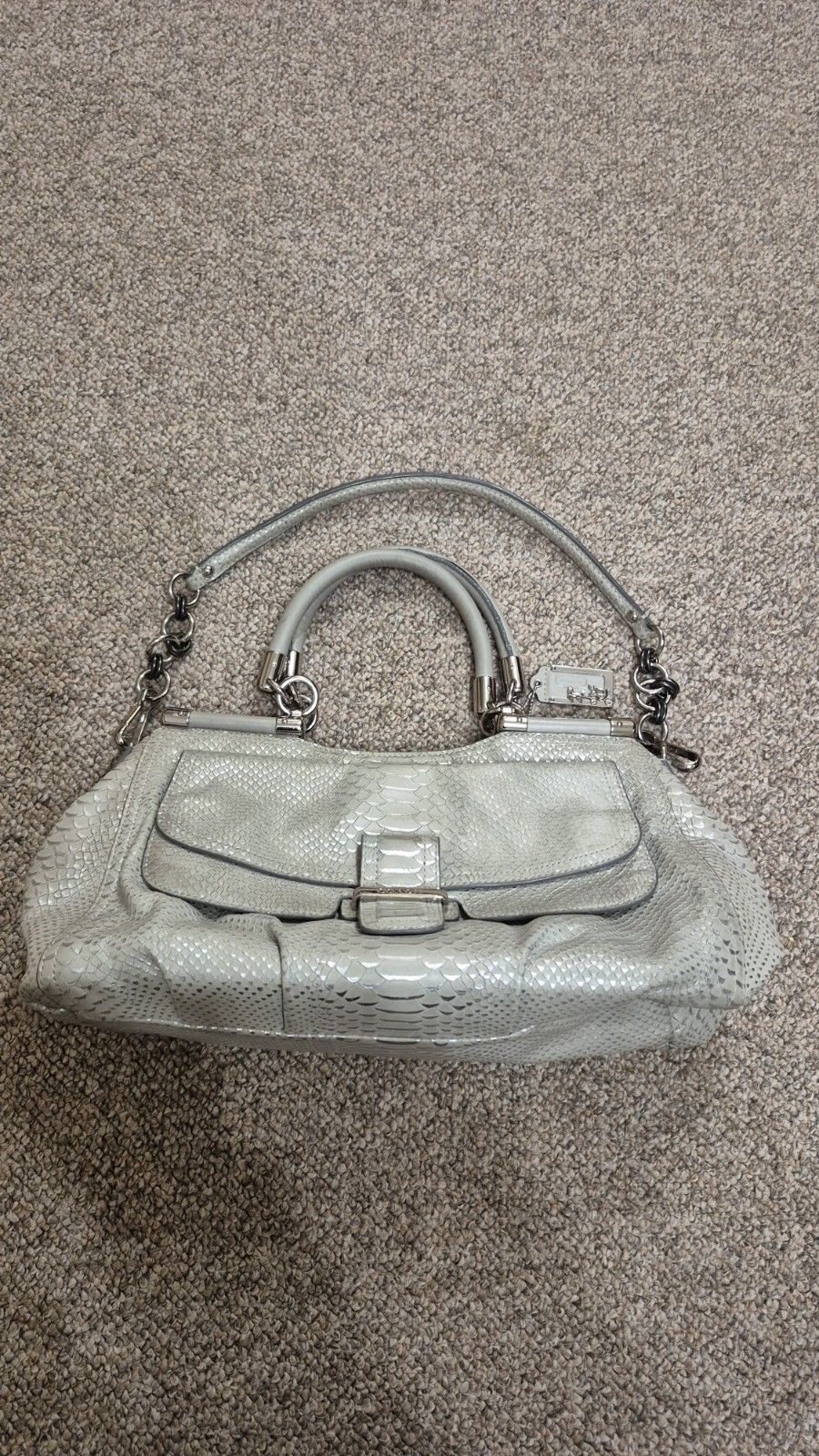 Coach Madison Pinnacle Python Embossed Gray/Silve… - image 2