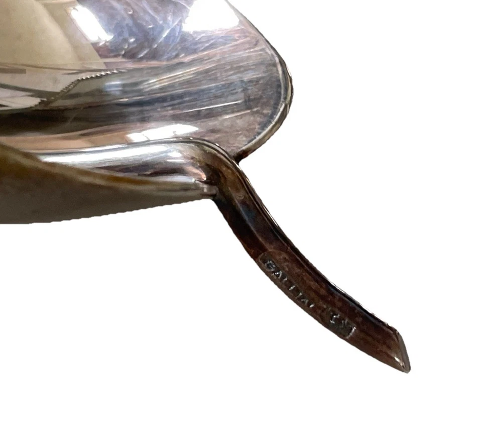 Mid-Century Sabattini Gallia Christofle "Lily Leaf" Silverplate Trinket Bowls x2 - Image 3 of 4