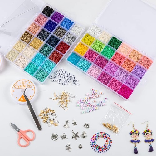 35000 Pcs Glass Seed Beads, 48 Colors Seed Beads for Jewelry Making Kit - Picture 7 of 8