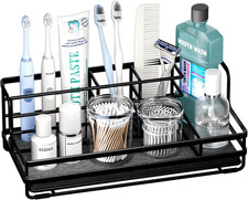 Toothbrush Holders for Bathroom - 5 Partitions Bathroom Counter Organizer with I