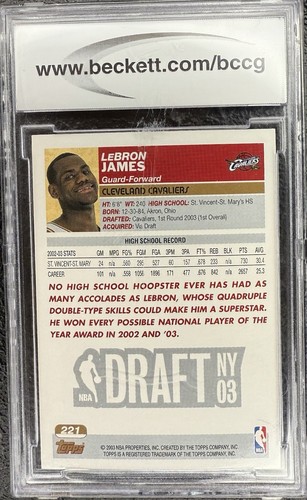 2003-04 Topps #221 LeBron James Rookie Card BCCG 10 Mint+ - 第 2/2 張圖片