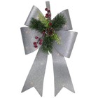 Northlight 19" LED Lighted Sliver Tinsel Bow Christmas Decoration