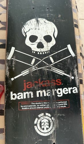 Raro Bam Margera Jackass Element tabla de skate original con cinta de agarre - Imagen 1 de 3