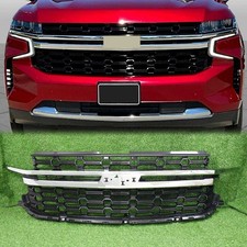 For 2021-2024 Chevrolt Tahoe Ls Front Bumper Chrome Glossy Black Grille 85633891