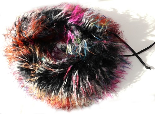 Bufanda de piel cordero tibetano Boa Loop 70 cm cuello de piel piel de cordero ribete colorido multicolor - Imagen 5 de 7