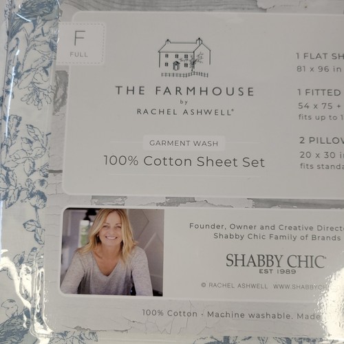 Landhaus Shabby Chic komplettes Laken Set 4tlg weiß blau Toilette Vögel Schmetterling Baumwolle - Bild 14 von 14