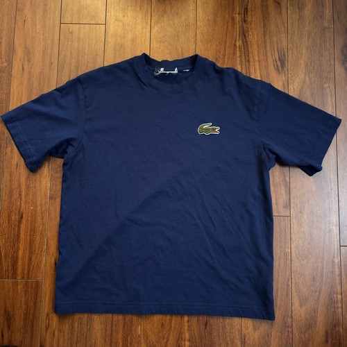 Lacoste Croc T-Shirt Blue Unisex L Loose Fit Heavy Cotton Badge T-Shirt Big Croc - Picture 5 of 7