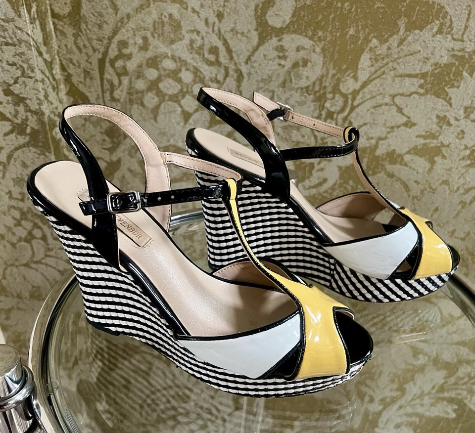 Menbur The Essence Sandalias Cuña Mezcla Amarillo/Negro/Blanco 7/40 Foto 2 de 4