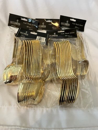 50 Gold plastic spoons Disposable Silverware -great for parties - Picture 3 of 7