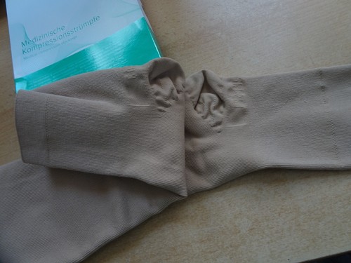 1 Paar Kompressionsstrümpfe Juzo Intenso Gr. III/M CCL2 Farbe sesam wie neu - Bild 5 von 6