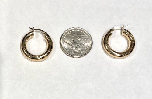 ๐ฅ๐ฃ14k Yellow Gold Polished 4mm x 38mm Earrings Tube Hoop Diameter Desirable ๐ - Picture 5 of 6
