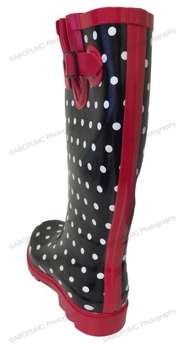 Women's Rain Boots Rubber Waterproof Colors Wellies\ Mid Calf Snow Boots, Sizes - Picture 46 of 70