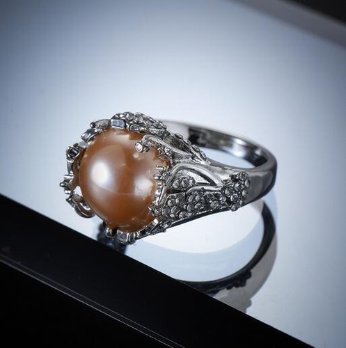 Shine Round Cut Baroque Pearl Cubic Zirconia Silver Rings Size 6-10 Holiday Gift - Picture 4 of 7