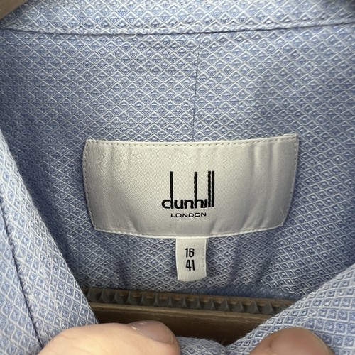 Dunhill Shirt Mens 16" Blue Double Cuff Formal Button Up Cutaway Collar - Picture 6 of 13