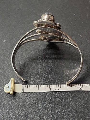 Native American Large Sterling Silver Triple Turquoise Stone Cuff Bracelet ... - Picture 17 of 23
