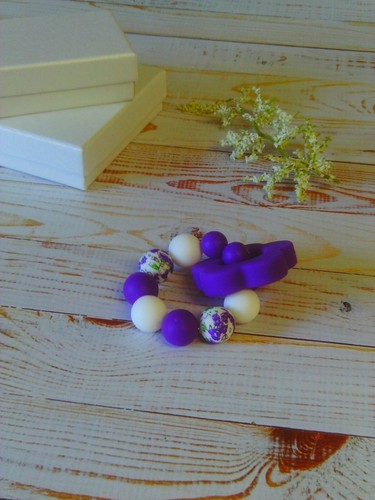Mini Silicone Flower Sensory Learning Rattlers with Beaded Ring ~ Baby Shower! - Picture 3 of 8