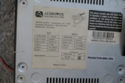 Audiovox AVD 400A Car Mobile Slot In DVD CD MP3 Player Works - Picture 5 of 5