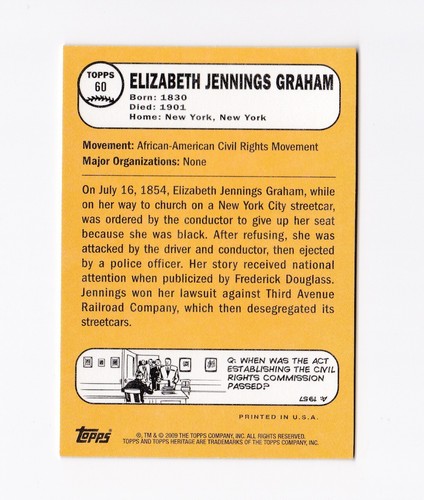 2009 Topps American Heritage #60 Elizabeth Jennings Graham - Imagen 2 de 2