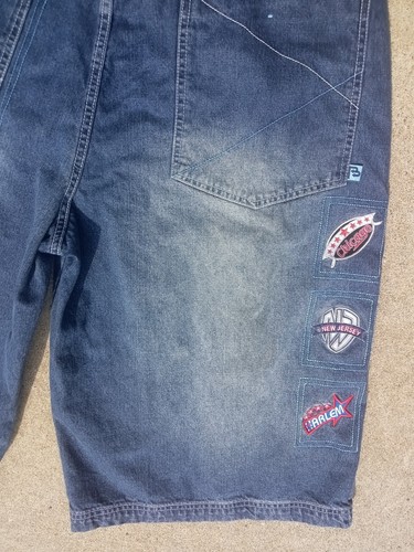 Vintage 90s Bucker Jean Shorts Mens Size 40 Basketball Team Logo Patches - Picture 7 of 12