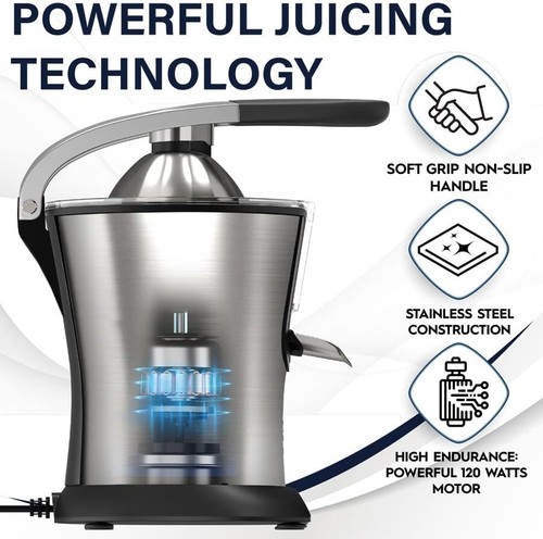 Premium Electric Orange Juicer | Stainless Steel Citrus Squeezer Auto Shutoff - Picture 6 of 7