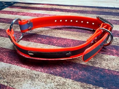 RELENTLESS BIRD DOGS Reflective Waterproof Dog Collar Med. w/ Stainless Steel Name Plate Included!!