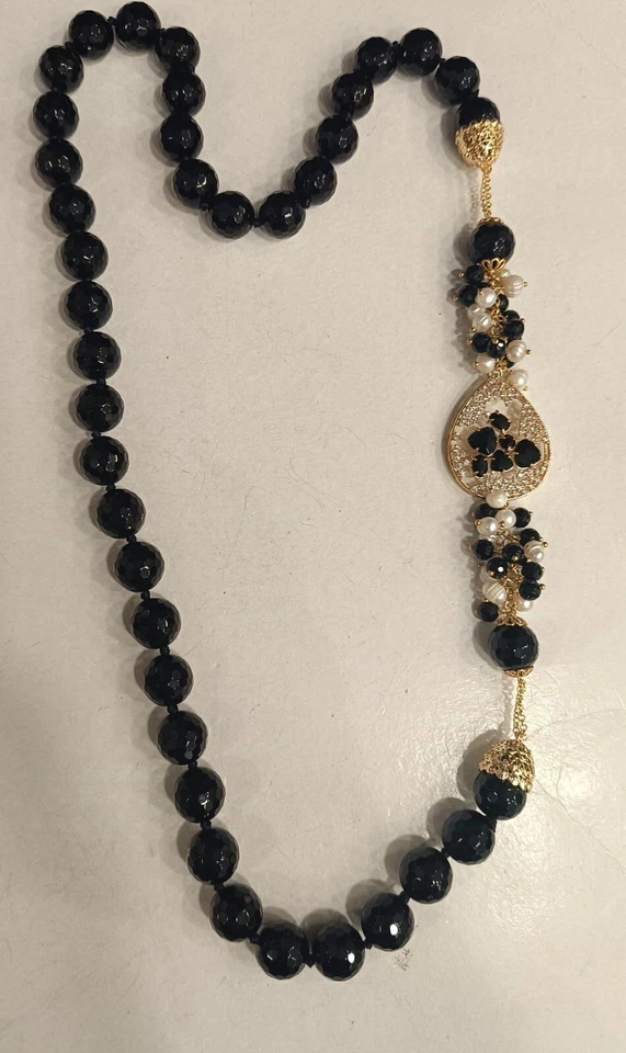 Collana lunga artigianale Pietra Dura Onice nera - Immagine 4 di 4