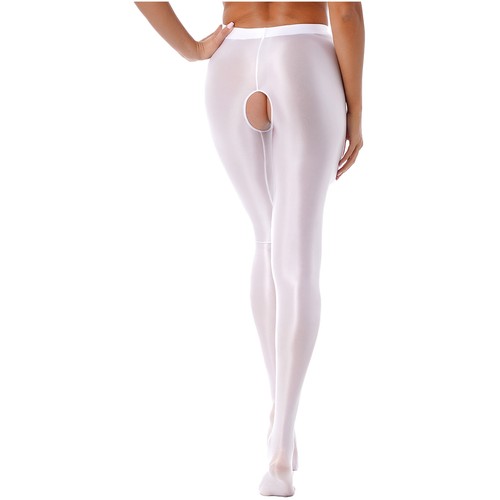 UK Womens Oil Shiny Glossy Crotchless Tights High Stretch Tights Dance Pantyhose - Picture 11 of 120