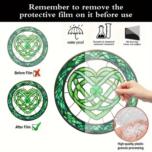 St Patrick's Day Celtic Knot and Four-Leaf Clover Sun Catcher - Picture 4 of 4