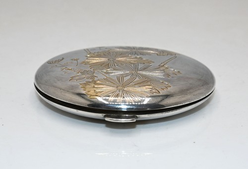 Espejo Vintage Oro y Plata Esterlina Polvo Compacto Floral Caja Original - Imagen 4 de 19