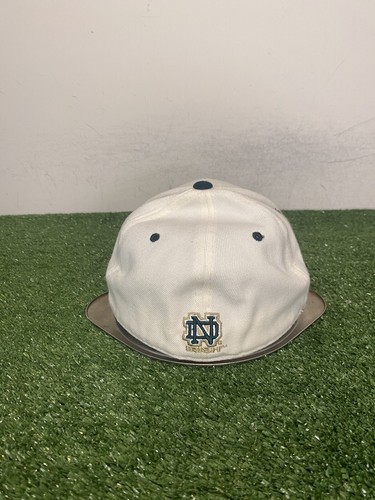 Notre Dame Fighting Irish hat cap fitted 7 1/2 white green vintage Zephyr Y2K - Picture 5 of 8