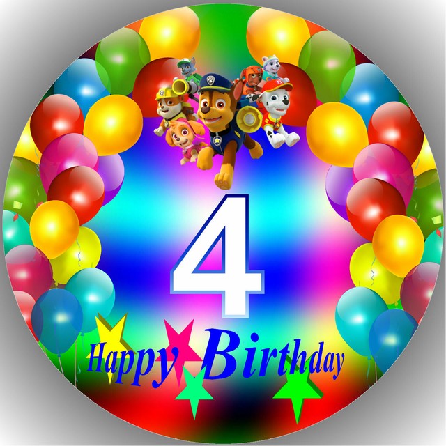 Cake pad birthday cake picture fondant - oblate paw patrol number C4- Cake pad birthday cake picture fondant - oblate paw patrol number C4-